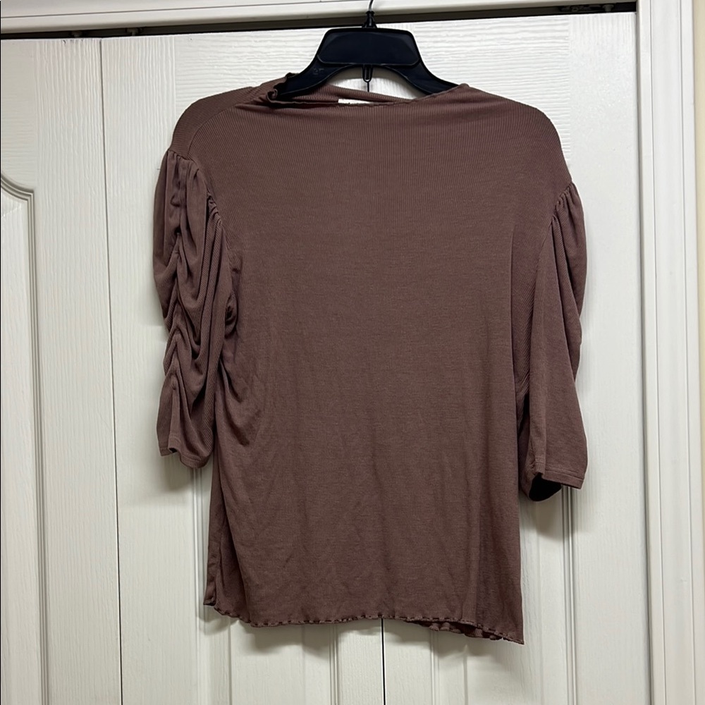 Another Love Purple Ruched 3/4 Sleeve Blouse Size XL